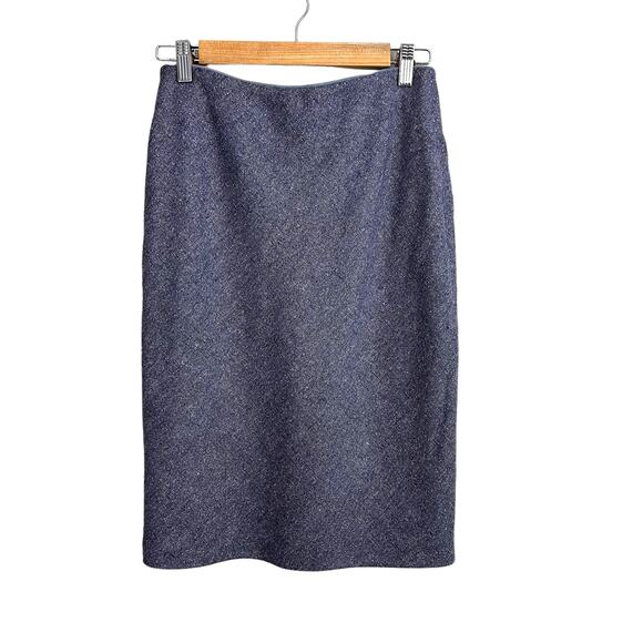 Brooks Brothers Purple Blue Tweed Pencil Skirt Wool Silk 4 Petite 4P P4 SP PS - Picture 1 of 7